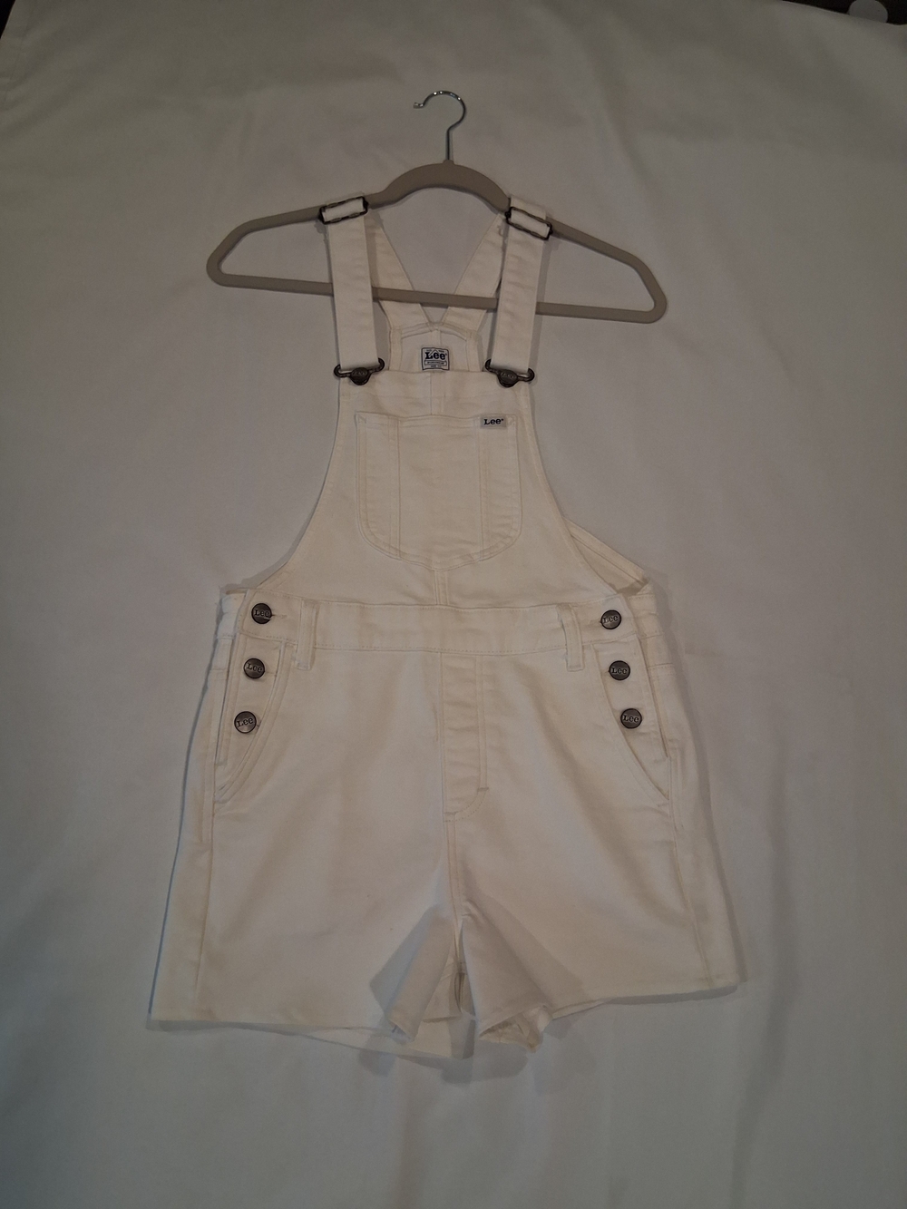 Lee Cream Workwear Short Overalls with Blue Logo Patch